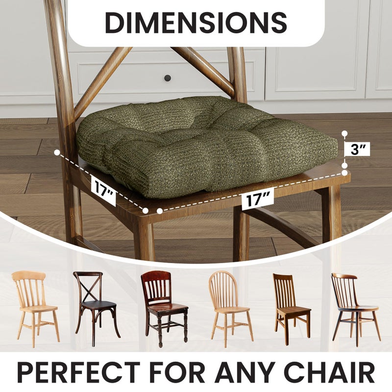 Klear Vu وسائد كراسي طعام غير قابلة للانزلاق من كليار فيو، مبطنة بشكل زائد، عالمية للاستخدام في المطبخ أو المكتب، وسادة مقعد على شكل حرف U، 17x17 بوصة، 2 قطعة (عبوة من 1)، لون أخضر على شكل خلية نحل - Image 3